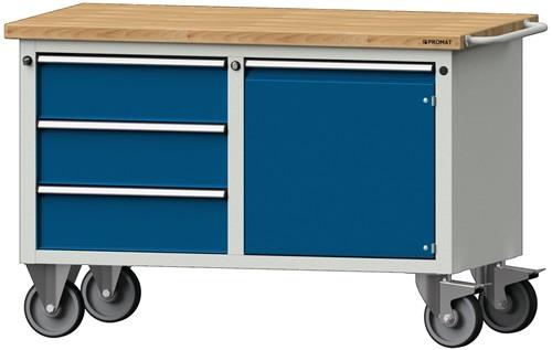 Werkstattwagen H840xB1350xT700mm grau/blau Anz.Schubl.xH 3x170,1Tür 510mm || VE = 1 ST