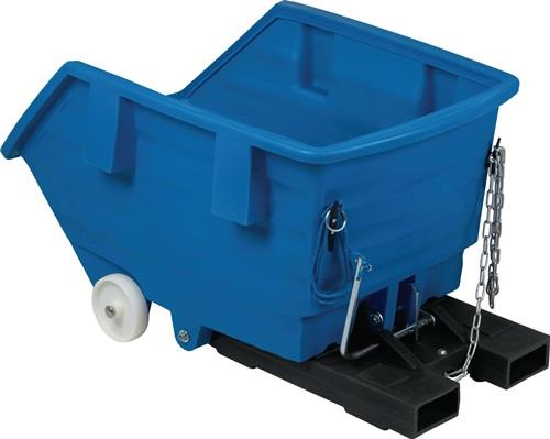 Kippbehälter L1650xB1150xH925mm blau Inh.0,75 m³ Polyamid-Bereifung ASECOS || VE = 1 ST
