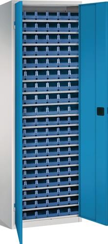 Regalschrank H2000xB690xT285mm grau/blau 18Fachböden m.Türen 114xMK5 PROMAT || VE = 1 ST