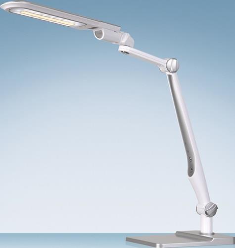 Schreibtischleuchte LED Multifl.ABS,Eisen,PS weiß/silber H600mm Standfuß+Klemme || VE = 1 ST
