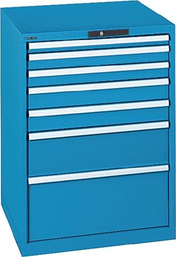 Schubladenschrank H1000xB717xT725mm blau/blau 7 Schubl.Vollauszug,KeyLock || VE = 1 ST