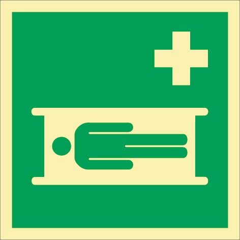 Rettungszeichen ASR A1.3/DIN EN ISO 7010/DIN67510 L148xB148mm Krankentrage Folie || VE = 1 ST