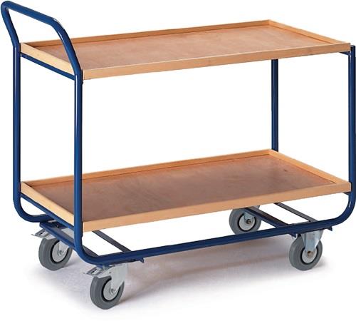 Tischwagen 2 Holzwerkstoffplatten L1000xB575mm Rand-H.20mm enzianblau || VE = 1 ST