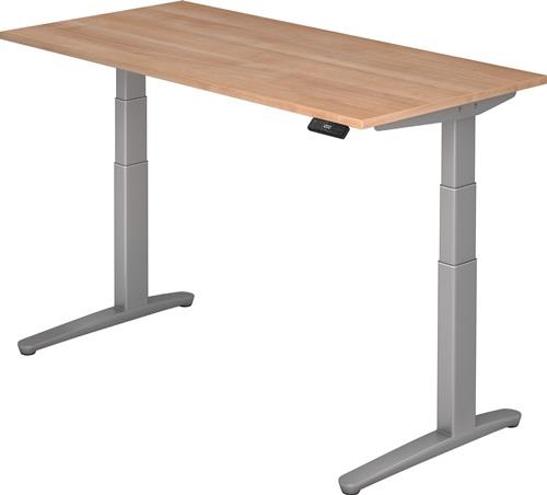 Schreibtisch A-ktiv H650-1300xB1600xT800mm Nussbaumdekor ger.Form C-Fuß || VE = 1 ST