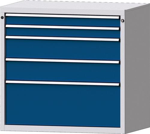 Schubladenschrank H1000xB1060xT675mm lichtgrau/enzianblau 5 Schubl.PROMAT || VE = 1 ST