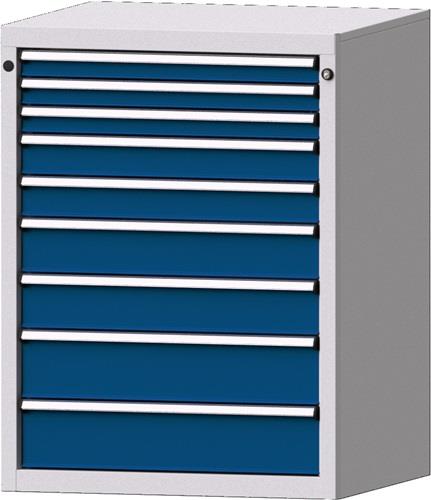 Schubladenschrank H1000xB760xT675mm lichtgrau/enzianblau 9 Schubl.PROMAT || VE = 1 ST