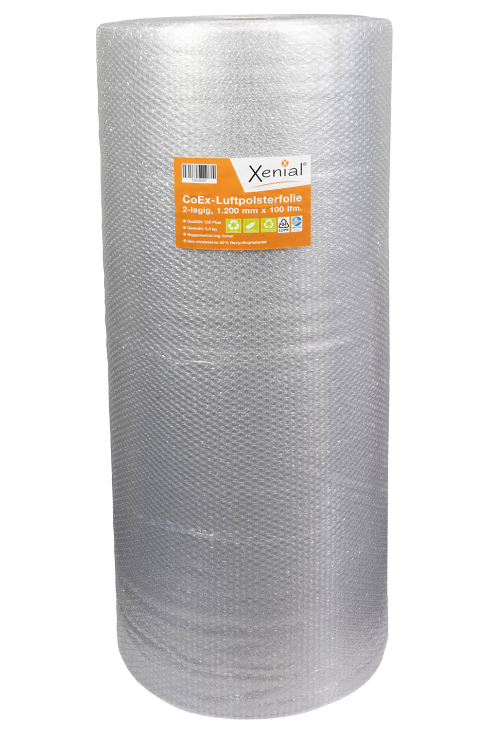 XENIAL CoEx-Luftpolsterfolie, 1200mm breitx100lfm, 50µ, grau, 2-lagig, mit mind. 50% Recyclinganteil | VE = 1 Stk.
