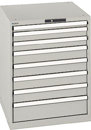 Schubladenschrank H850xB717xT725mm grau/grau 8 Schubl.Vollauszug,KeyLock || VE = 1 ST