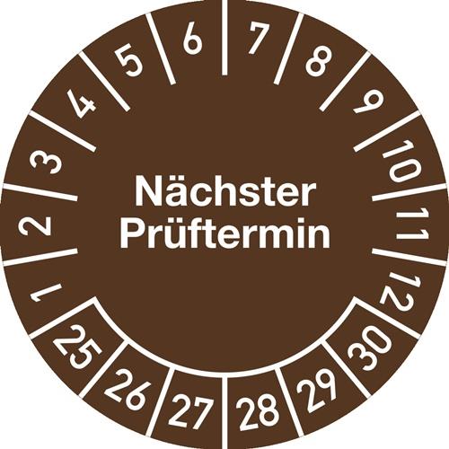 Mehrjahresprüfplakette D.20mm Nächster Prüftermin 2025-2030 Folie Btl.a 100 St. || VE = 1 BT