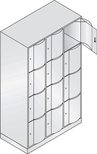 Fächerschrank Stahlbl.Farbwahl/Farbwahl H1950xB1150xT640mm 3x4 Abt. || VE = 1 ST