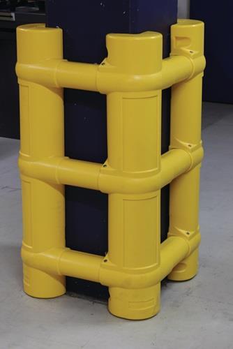 Säulen- u.Pfostenschutz H.1000mm f.Pfostenmaß 200-700mm PE gelb D-FLEXX || VE = 1 ST