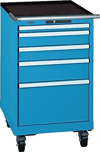 Schubladenschrank H990xB564xT725mm blau/blau 5 Schubl.Vollauszug,KeyLock || VE = 1 ST