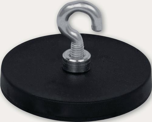 Neodymmagnet D.43mm gummierter Magnet,m.Hak.D.6,4mm 5St./Karton EICHNER || VE = 1 KT
