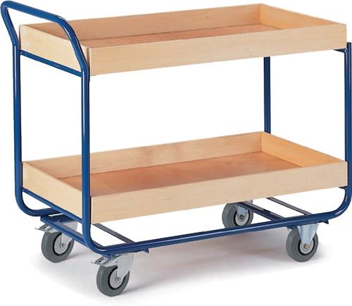 Tischwagen 2 Holzwerkstoffplatten L1000xB575mm Rand-H.80mm enzianblau || VE = 1 ST