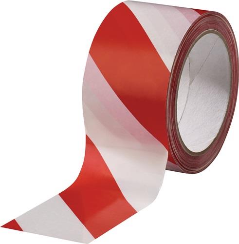 Warnmarkierungsband PVC rot/weiß L.66m B.60mm Rl. || VE = 1 RL