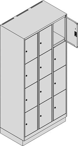 Fächerschrank Classic PLUS H1950xB900xT500mm m.Sockel Anz.Fächer 3x4 Farbwahl || VE = 1 ST