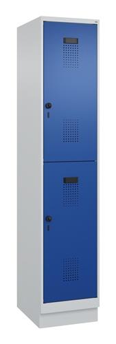 Garderobenschrank Evolo PLUS Sockel 400mm lichtgrau/enzianblau 2 Abt.C+P || VE = 1 ST