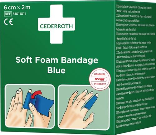 Soft Foam Bandage selbsthaftend elastisch,blau Rl.6cmx2m CEDERROTH || VE = 1 ST