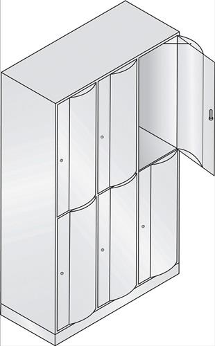 Fächerschrank Stahlbl.Farbwahl/Farbwahl H1950xB1150xT540mm 3x2 Abt. || VE = 1 ST