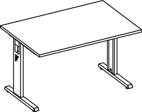 Schreibtisch Bela H650-850xB1200xT800mm weiß ger.Form C-Fuß || VE = 1 ST