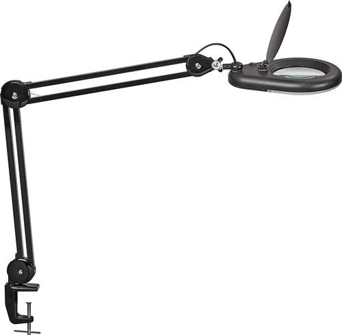 LED-Lupenleuchte Glaslinse 127mm 5Zoll Tischklemme schwarz Abdeckung,runder Kopf || VE = 1 ST