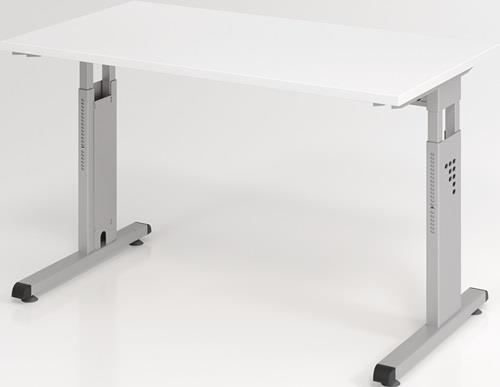 Schreibtisch H650-850xB1200xT670mm weiß ger.Form C-Fuß HAMMERBACHER || VE = 1 ST