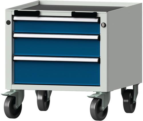 Schubladenschrank H575xB570xT615mm grau/blau 1x90,1x120,1x150mm Vollauszug ANKE || VE = 1 ST