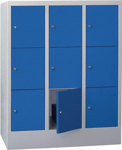 Fächerschrank H1187xB900xT500mm Anz.Fächer 3x3 RAL 7035 RAL 5010 PAVOY || VE = 1 ST