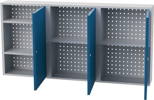 Hängeschrank H750xB1500xT200mm Vollblechtüren Stahlbl.lichtgrau/signalblau BEDRU || VE = 1 ST