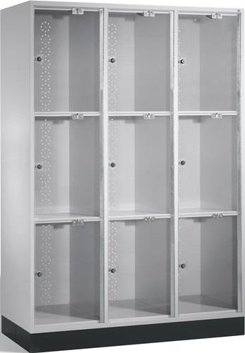 Fächerschrank H1750xB1220xT500mm m.Sockel Anz.Fächer 3x3 lichtgrau/lichtgrau || VE = 1 ST