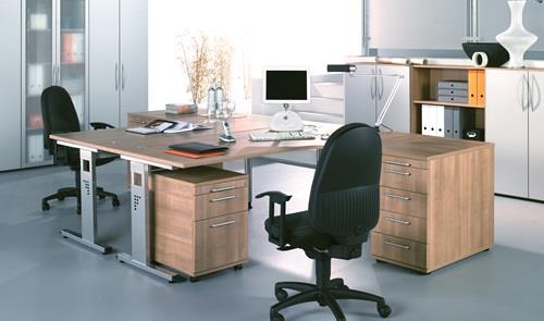 Schreibtisch Bela H650-850xB800xT800mm weiß ger.Form C-Fuß || VE = 1 ST