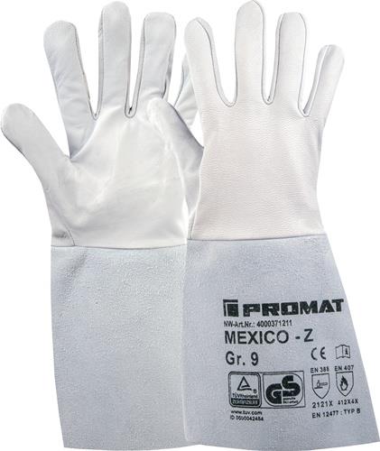 Schweißerhandschuhe Mexico Z Gr.9 grau Ziegennappa-/Spaltleder 10 PA || VE = 10 PA