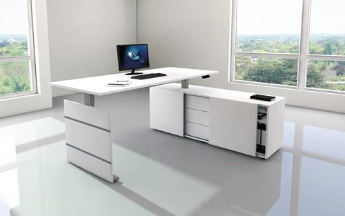 Schreibtisch M-ove siber H720-1200xB1800xT800mm lichtgrau m.Sideboard || VE = 1 ST