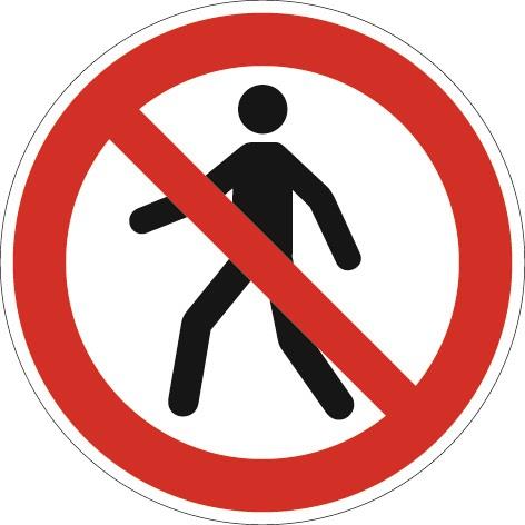 Verbotszeichen ASR A1.3/DIN EN ISO 7010 Fußgänger verboten Ku. || VE = 1 ST