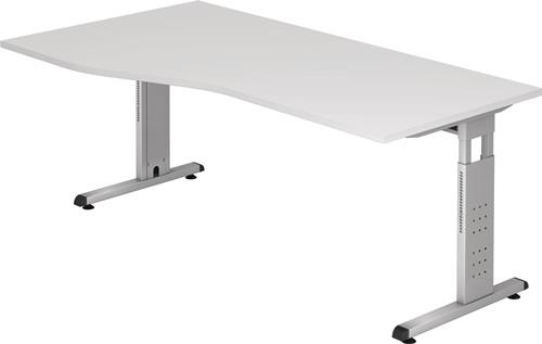Schreibtisch Bela H650-850xB1800xT1000mm weiß Freiform R/L C-Fuß || VE = 1 ST