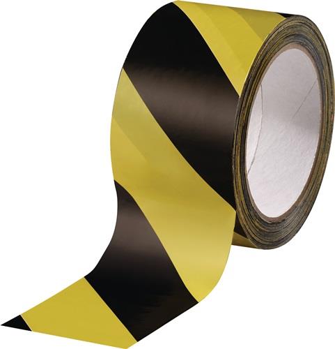 Warnmarkierungsband PVC schwarz/gelb L.66m B.60mm Rl. || VE = 1 RL