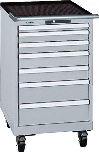 Schubladenschrank H990xB564xT725mm grau/grau 7 Schubl.Vollauszug,KeyLock || VE = 1 ST