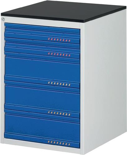 Schubladenschrank BK 650 H820xB580xT650mm grau/blau 5Schubl.Einfachauszug PROMAT || VE = 1 ST