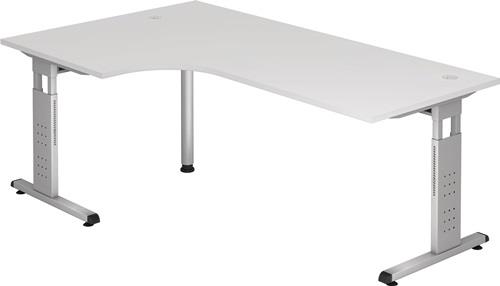 Schreibtisch Bela H650-850xB2000xT1200mm weiß Winkelf.R/L C-Fuß || VE = 1 ST