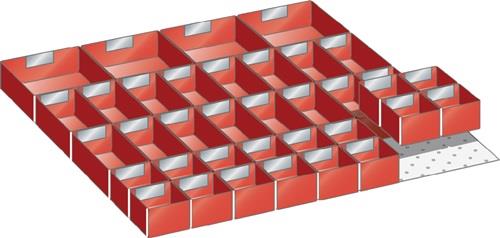 Schubladenunterteilungsmaterial Front-H.50mm 36 Einsatzkästen || VE = 1 ST