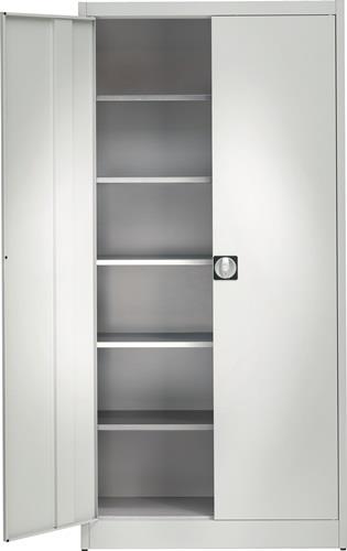 Flügeltürenschrank H2200xB950xT500mm lichtgrau 5 BD m.Höhenausgleich MAUSER || VE = 1 ST