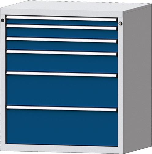 Schubladenschrank H1000xB910xT675mm lichtgrau/enzianblau 6 Schubl.PROMAT || VE = 1 ST