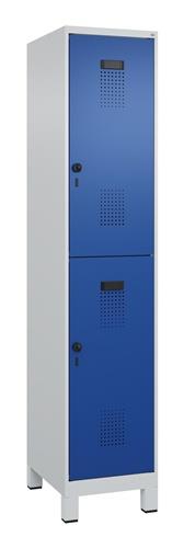 Garderobenschrank Evolo PLUS Füße 400mm lichtgrau/enzianblau 2 Abt.C+P || VE = 1 ST