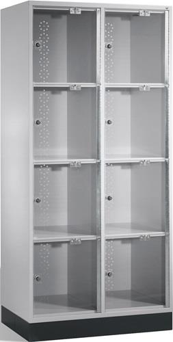 Fächerschrank H1750xB820xT500mm m.Sockel Anz.Fächer 2x4 lichtgrau/lichtgrau || VE = 1 ST