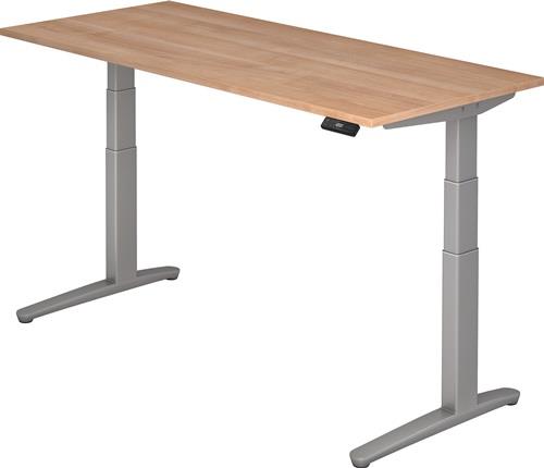 Schreibtisch A-ktiv H650-1300xB1800xT800mm Nussbaumdekor ger.Form C-Fuß || VE = 1 ST
