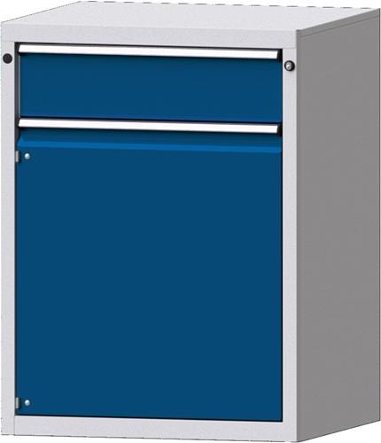 Schubladenschrank H1000xB760xT675mm grau/blau 1 Schubl.Vollauszug 1Tür PROMAT || VE = 1 ST