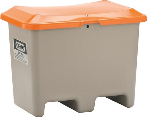 Streugutbehälter L890xB600xH690mm 200l GFK grau/orange o.Entnahmeöffnung || VE = 1 ST