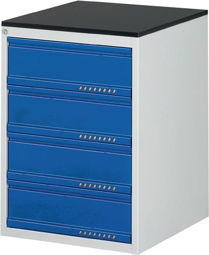 Schubladenschrank BK 650 H820xB580xT650mm grau/blau 4Schubl.Einfachauszug PROMAT || VE = 1 ST