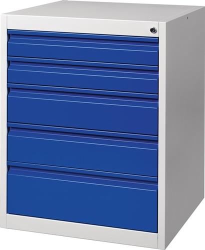 Schubladenschrank BK 600 H800xB600xT600mm grau/blau 5 Schubl.Einfachauszug || VE = 1 ST